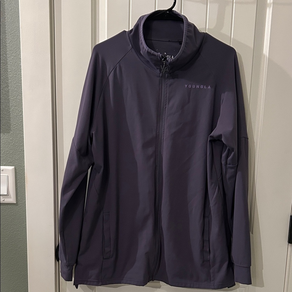 XL YoungLA Men's Lightweight Full-Zip Jacket in Plum
